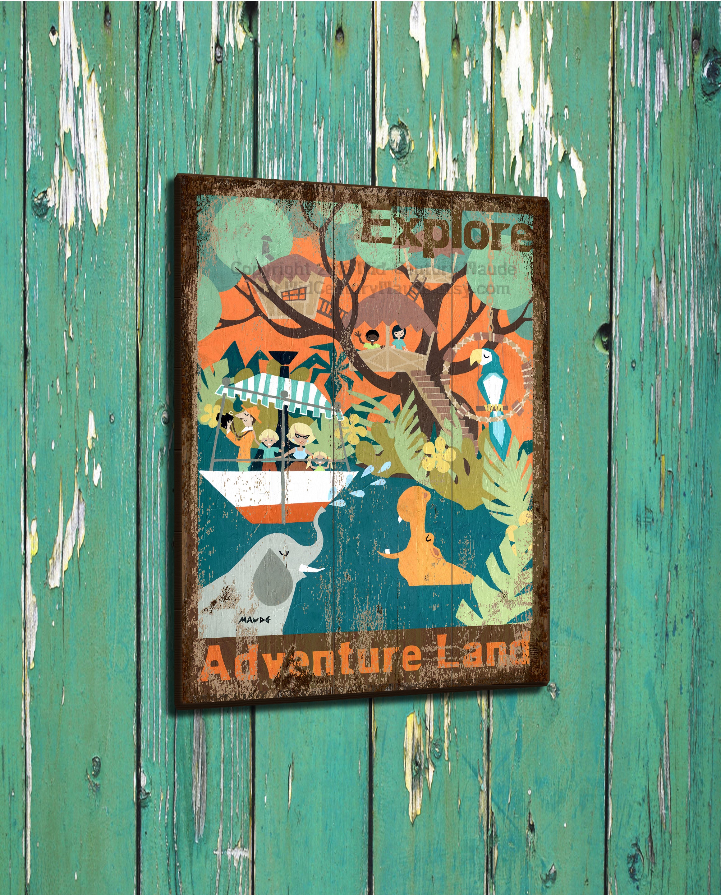 Adventure Land Sign Disneyland Tiki Decor Art Wood Outdoor Etsy Adventure Land Sign Disneyland Tiki Decor Art Wood Outdoor Etsy