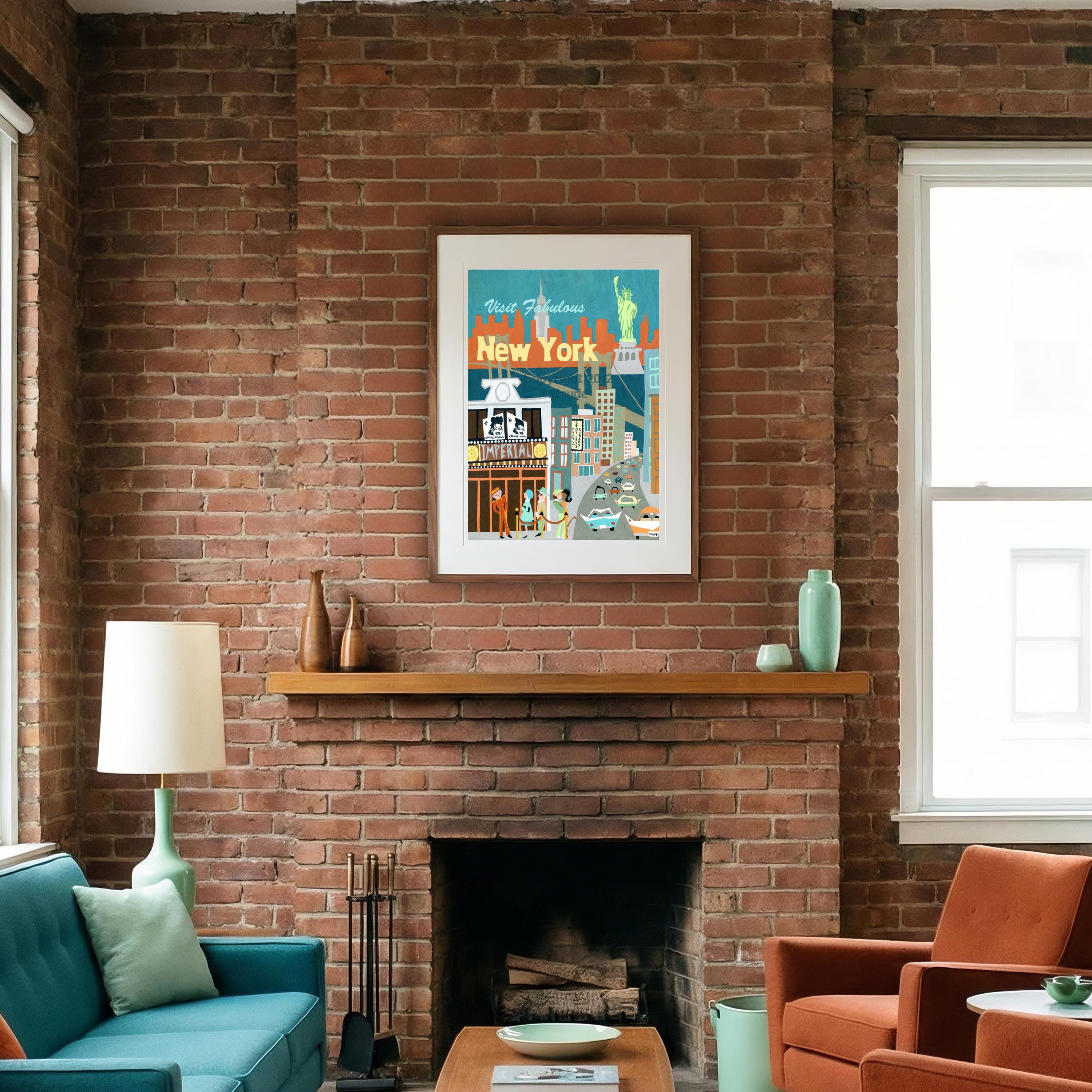 New York City Art Print, Mid Century Modern | Colorful NYC Retro