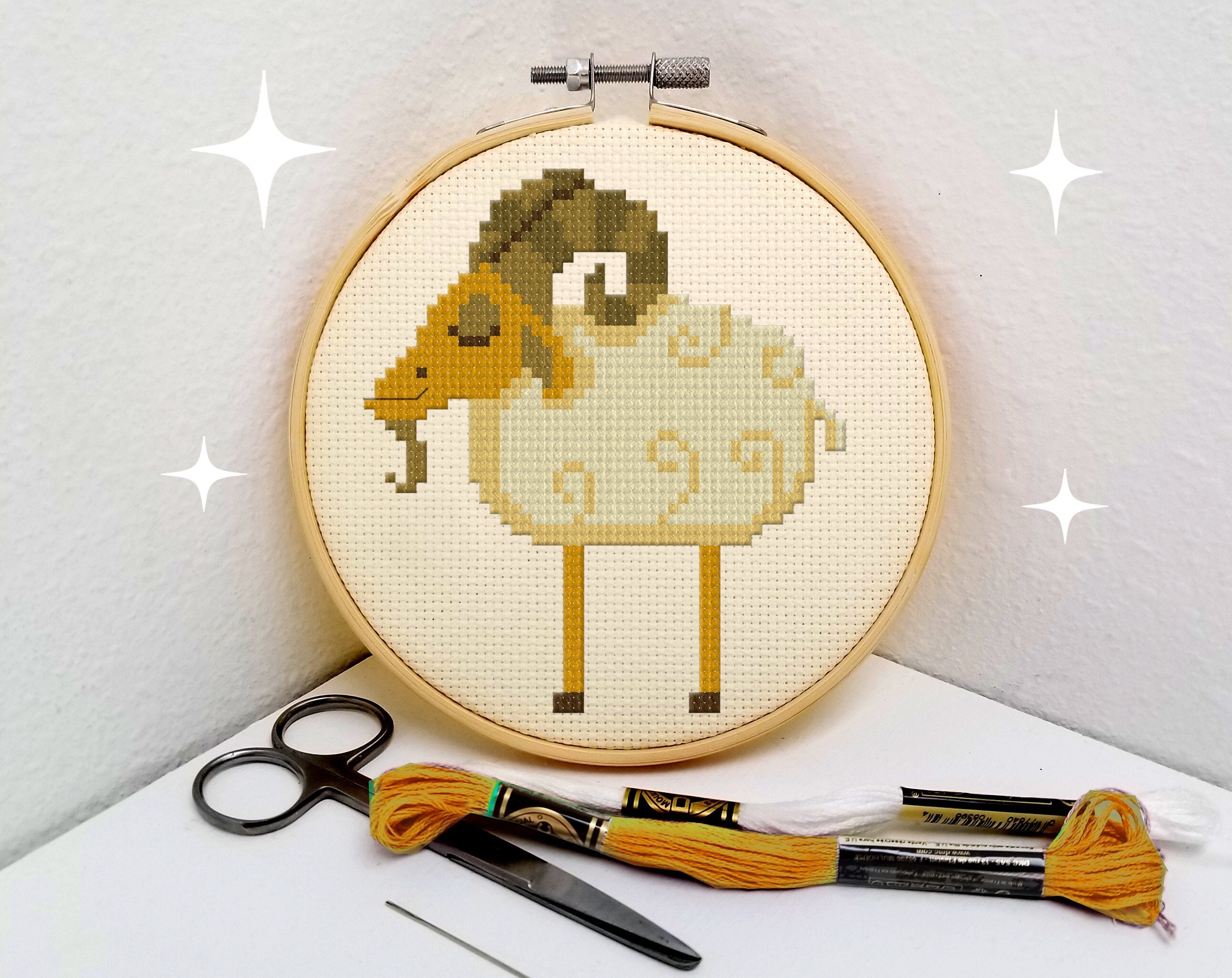Mountain Goat Ram Cross Stitch Pattern Pdf Mid Century Modern Retrp Aries  Needlepoint Cute, Easy Great for Beginners by Maude - Etsy