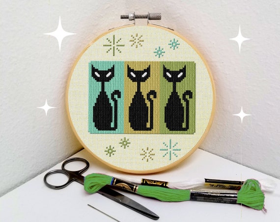 Cat Cross Stitch Kit Beginner Embroidery Project for Adults or