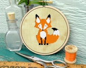Fox cross stitch pattern needlepoint pdf download small, easy project for beginners  by Mid-Century Maude
