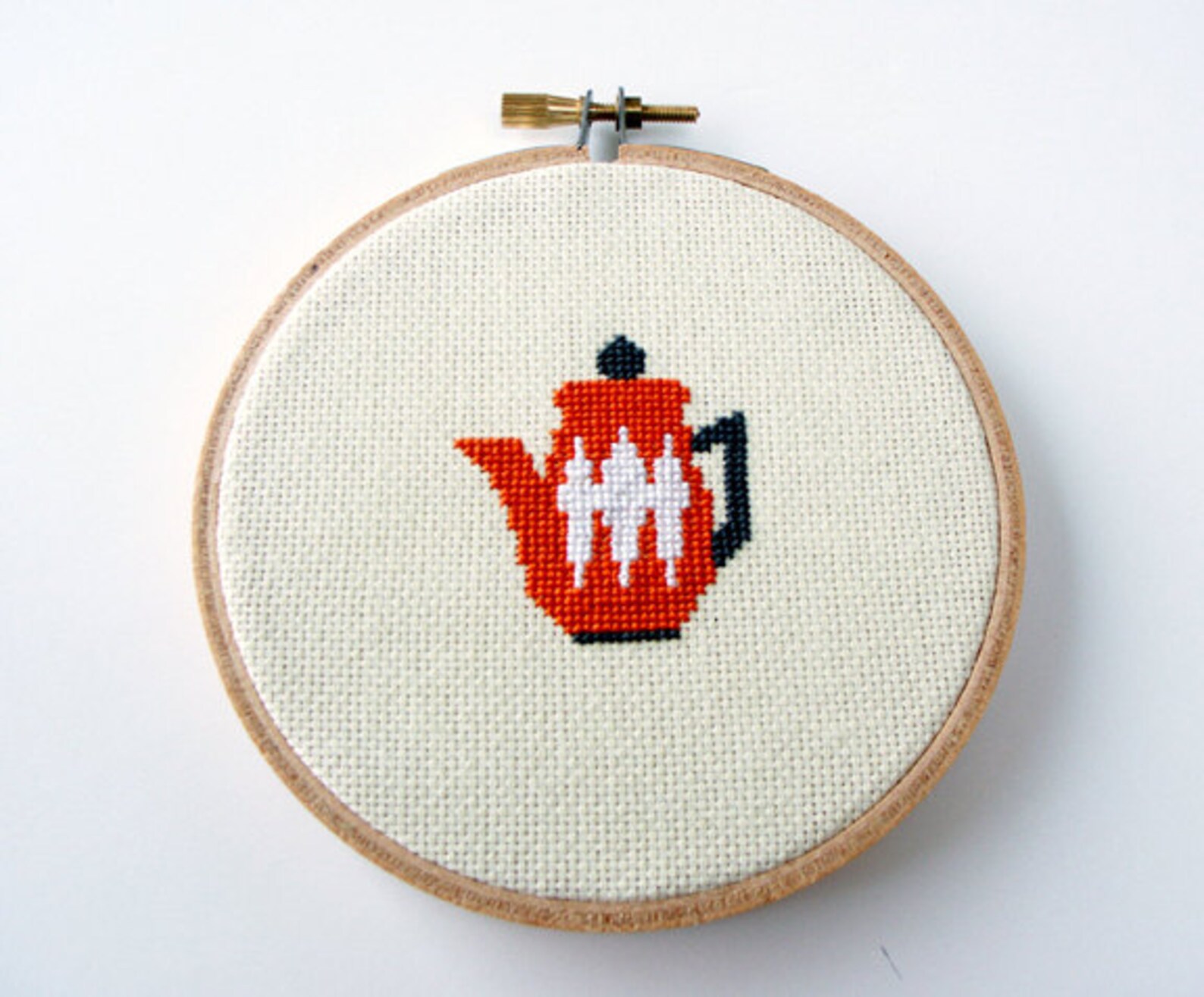 Teapot cross stitch pattern mid century modern retro coffee Etsy