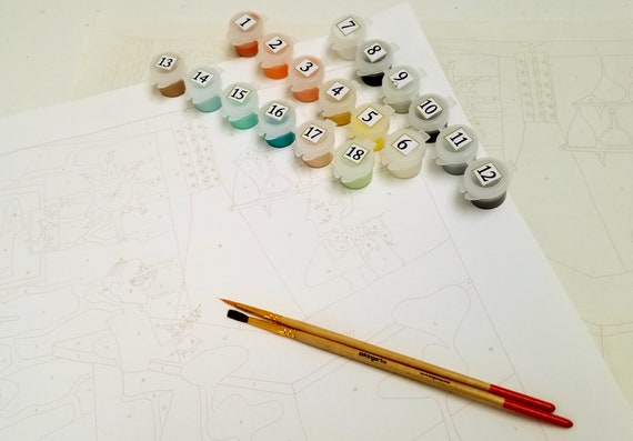 MUMQAQ Malen Nach Zahlen Retro – DIY-Acryl-Set Für Erwachsene, Leinwand 15,2x15,2 Cm, Einfaches Kunst-Kit