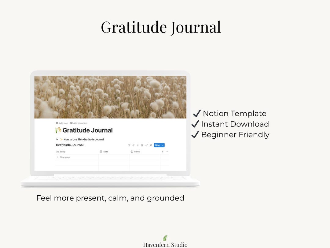 Gratitude Journal Notion Template | Daily Reflection Planner | Self ...