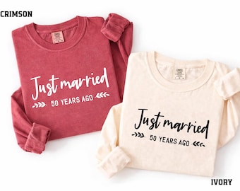 Camiseta Comfort Colors "Recién casados hace 40 años", regalo de 40 aniversario, camisetas a juego para parejas (marido y mujer).