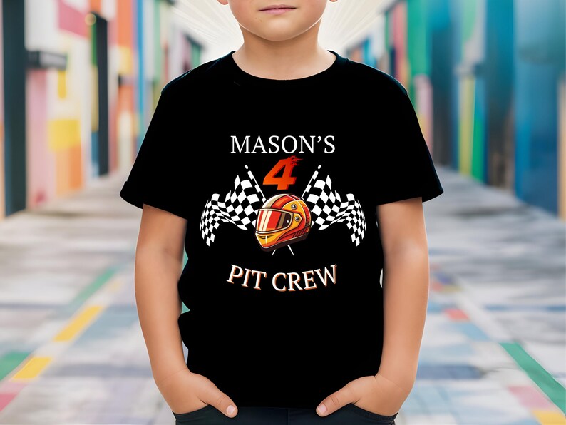 Custom Pit Crew Birthday Shirt, Race Car Family Matching Birthday Tee, Monster Jam T-Shirt, 4th Birthday Boy Gift, Custom Age