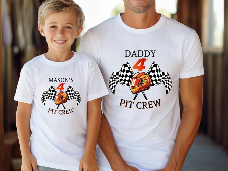 Custom Pit Crew Birthday Shirt, Race Car Family Matching Birthday Tee, Monster Jam T-Shirt, 4th Birthday Boy Gift, Custom Age