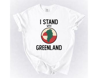 Camiseta "Apoyo a Groenlandia", camiseta con mensaje político, bandera de Groenlandia con colores cómodos, Groenlandia es nuestra, camiseta "Orgulloso Groenlandés"