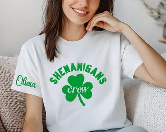 Shenanigans Crew Shirt, St Patricks Day Crew Shirt, Lucky Shamrock Shirt, Irish Holiday Tee, Funny St Patricks Day Gift