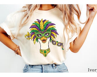 Comfort Colors® Mardi Gras Silly Goose Shirt, Fat Tuesday Tee, Mardi Carnival Unisex Tshirts