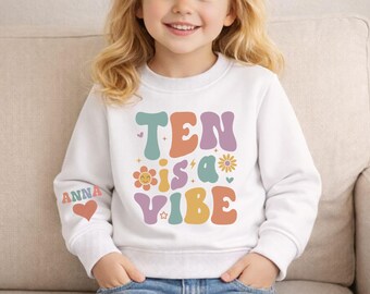 10th Birthday Shirt, Coquette Bow Tenth Birthday for Girls Shirt, 10th Birthday Party Shirt, Gift For Girl Birthday, Ten Birthday Sweater