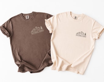 Comfort Colors® Minimal National Parks Shirt, Small Mountain Outdoor Gift Tee