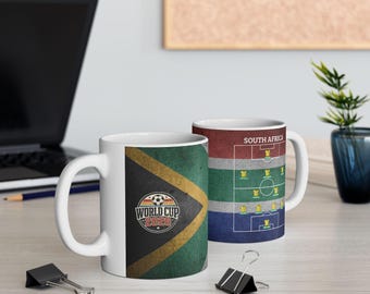 Tazza per i tifosi del Sudafrica per la Coppa del Mondo 2026 / Bandiera Bafana Bafana / Ceramica 11 oz 15 oz