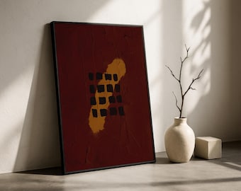 abstract wabi-sabi dark red rust digital print wall art | minimalist | home decor | Oxblood 3