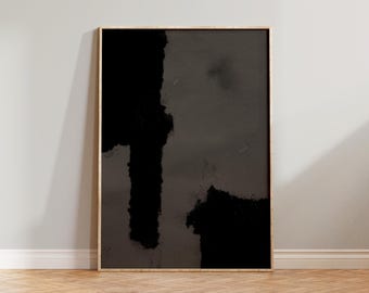Minimalist Black Brushstroke Art Print | Earthy Gray Wabi-Sabi (Digital Download) | Gray Earth 1