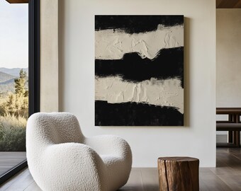 Abstract Black Brushstroke Art Print | Beige and Black Wabi-Sabi (Digital Download) | Dark Sand 3