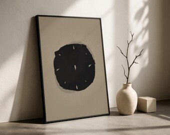 Abstract Black Brushstroke Art Print | Beige and Black Wabi-Sabi (Digital Download) | Time 2
