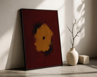 abstract wabi-sabi dark red rust digital print wall art | minimalist | home decor | Oxblood 1