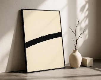 Minimal Abstract Art Print Digital Download | Beige and Black | Balance 1