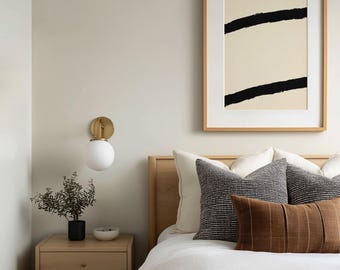 Minimal Abstract Art Print Digital Download | Beige and Black | Balance 2