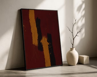 abstract wabi-sabi dark red rust digital print wall art | minimalist | home decor | Oxblood 2