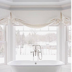 faux relaxed roman valance with wings priced per linear foot