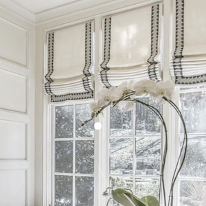 flat roman shade  price is per square foot, trim and fabric are additional