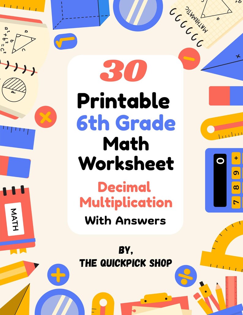 30 Printable 6th Grade Math Worksheets | Decimal Multiplication With ...