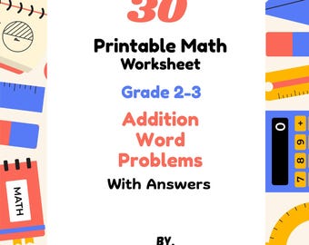 2-Digit Addition Word Problems | Grade 2-3 Math Worksheets (PDF)