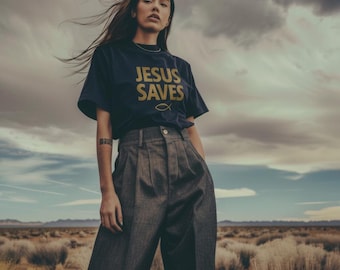 Jesus Saves T-Shirt – Christian Faith Tee | The Vine Collection