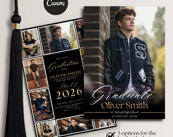 Graduation Invitation Template, Modern Graduation Announcement, Senior Graduation Party, Boys Graduation Party Invite, grad invitation 5X7"