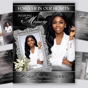 12 page Minimalist Editable Funeral Program Template, Elegant Booklet Printable Order Of Service, Brochure Canva Obituary, Memorial Program