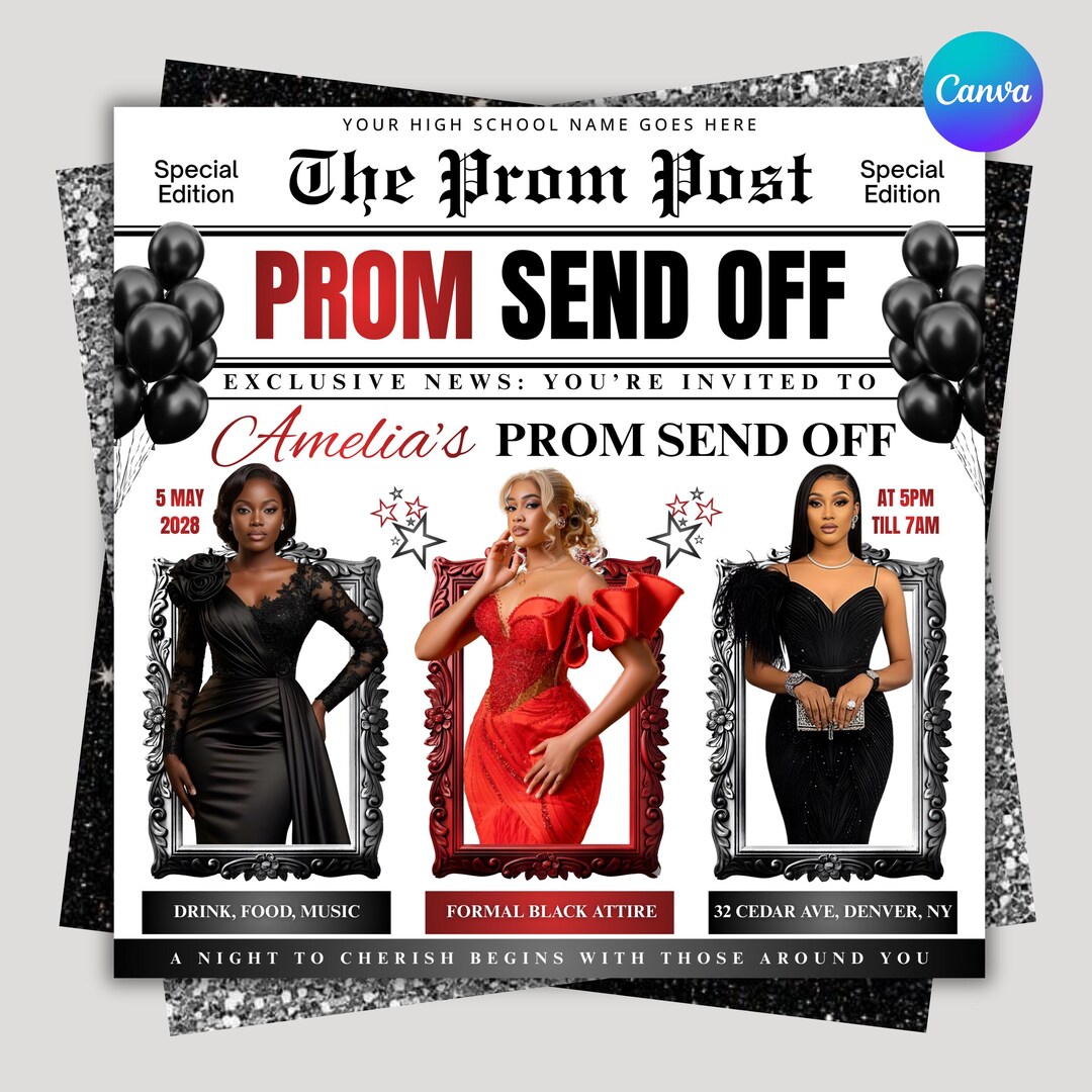 Prom Send off Flyer, DIY Prom Flyer, Prom Canva Template, Prom Send Off ...