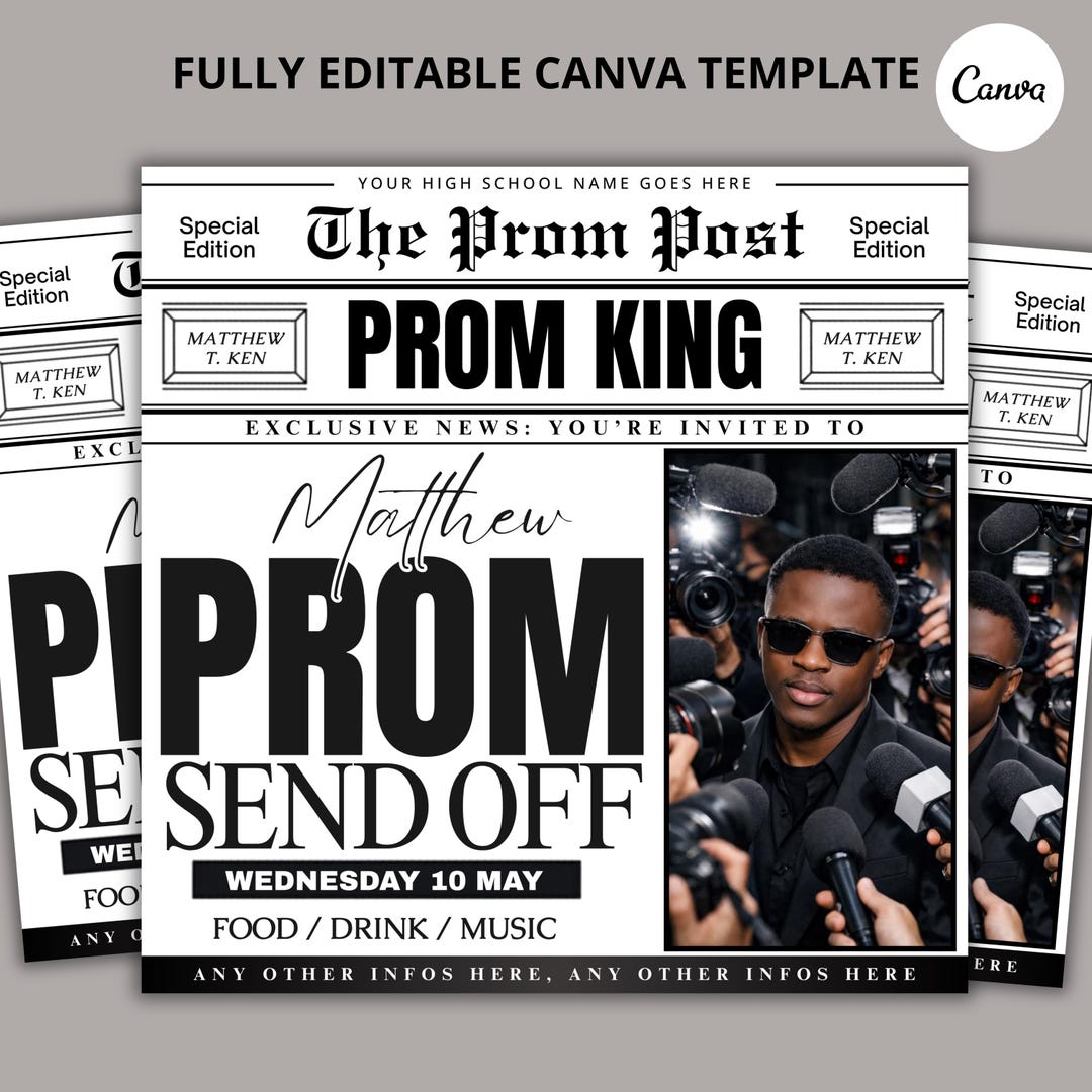 Instant Prom Design Prom Send off Flyer, DIY Prom Flyer, Prom Canva Template, Prom Send Off ...