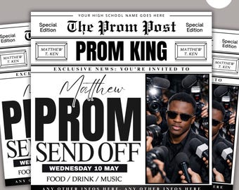 Prom Send Off Flyer, DIY Prom Flyer, Prom Canva Template, Prom Send Off, Prom Send Off Event, Editable, Canva Instant Download, prom king