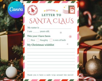 Letter to Santa Printable, Christmas Wishlist Activity (PDF Download)