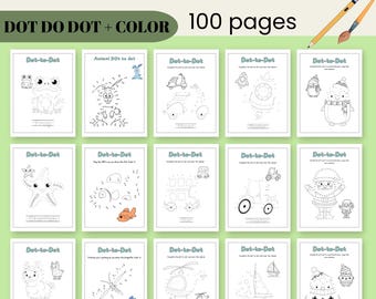 100 pagina's van punt naar punt activiteitenboek voor kinderen | Leuke afdrukbare werkbladen 'Verbind de punten'