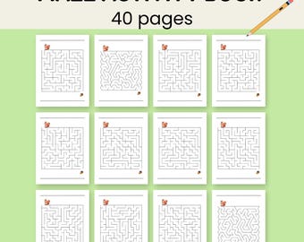 40 Pages Maze Activity Book for Kids | Printable Puzzle Worksheets | Fun Brain Games