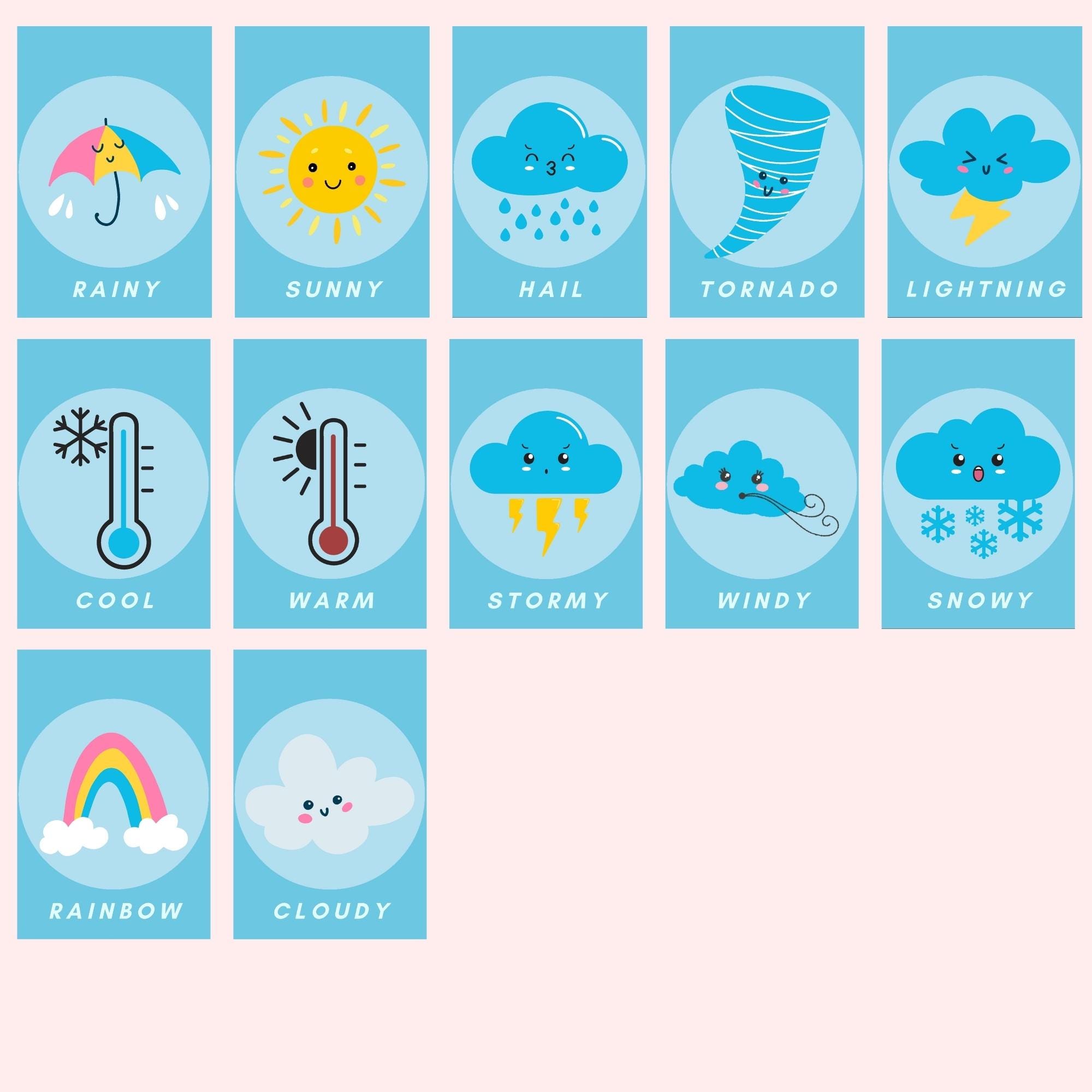 Weather Flashcards for Kids | Printable Learning Cards | Educational ...