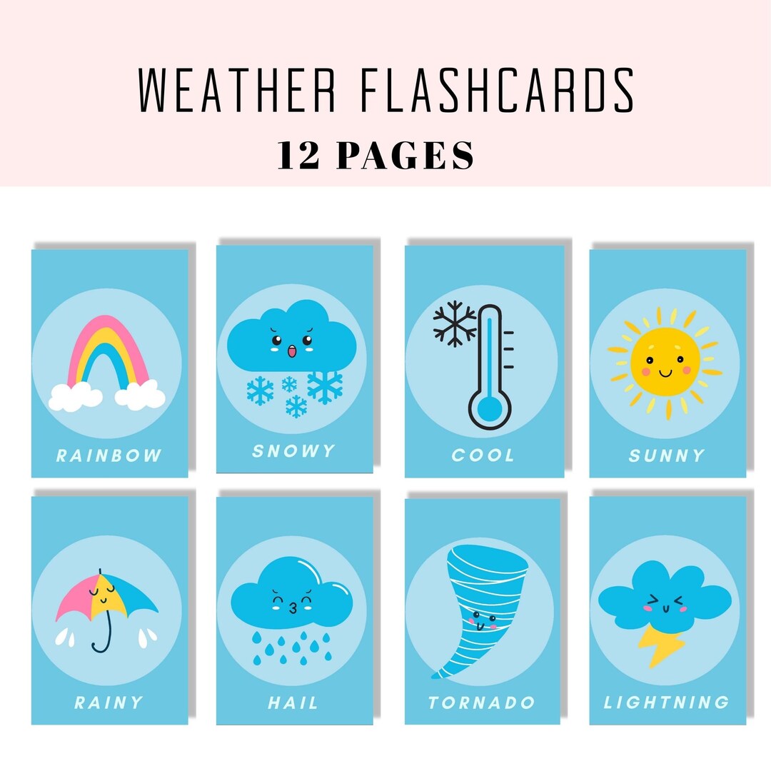 Weather Flashcards for Kids | Printable Learning Cards | Educational ...