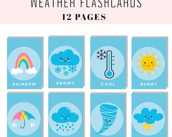 Weather Flashcards for Kids | Printable Learning Cards | Educational Weather Activities