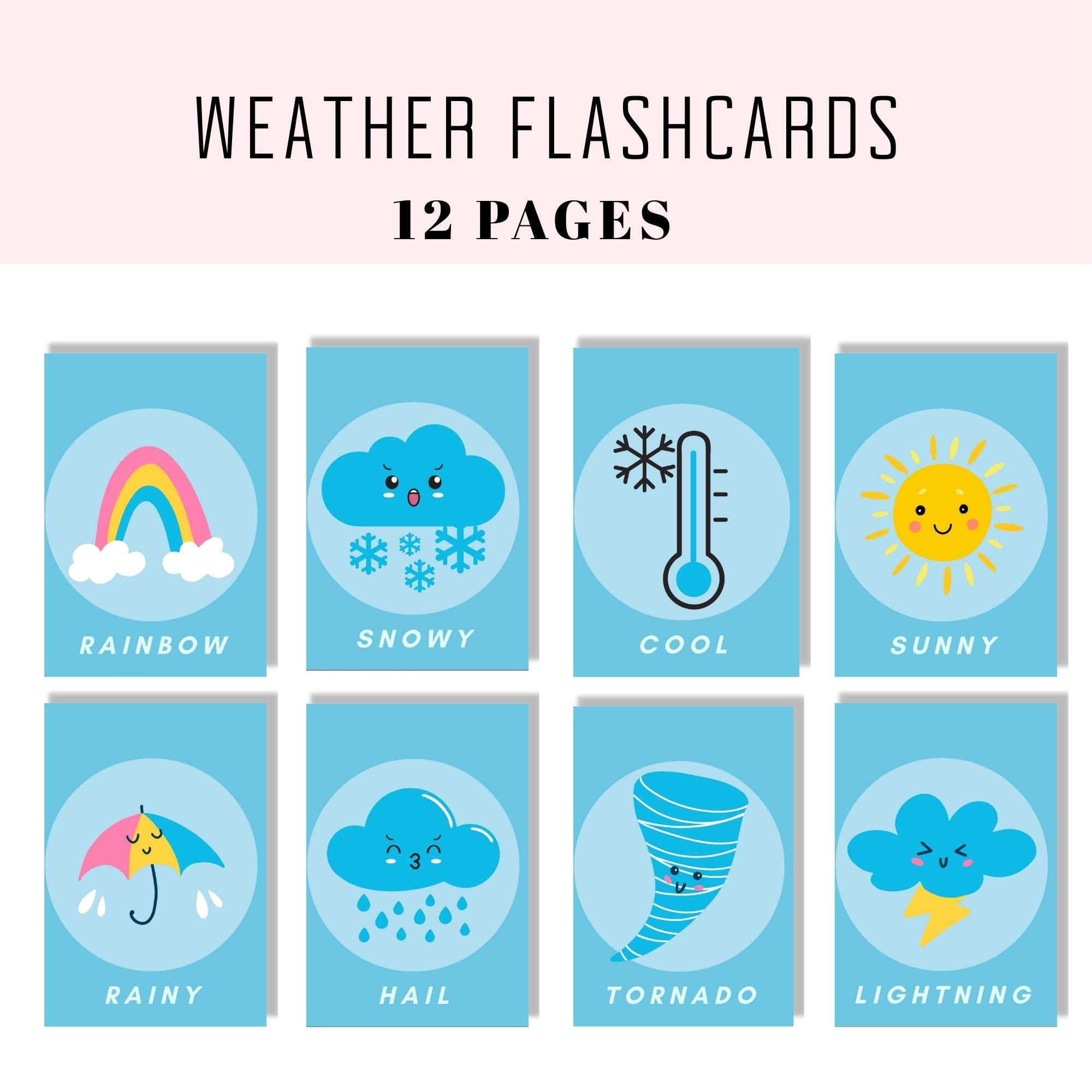 Weather Flashcards for Kids | Printable Learning Cards | Educational ...
