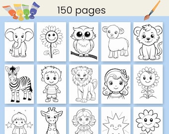 150 Pages Kawaii Coloring Book for Kids | Cute Printable Coloring Pages | Fun Activity Book