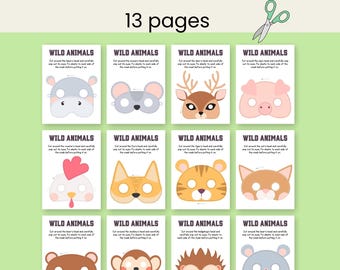 Máscaras de animales imprimibles para niños: Actividad para fiestas (Descargar PDF)