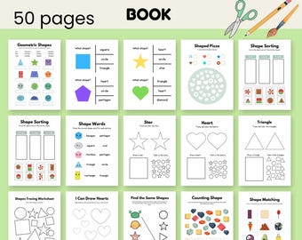 Kindergarten Shapes Activity Book: 50 Printable Worksheets for Kids, Learn Shapes Through Fun Activities