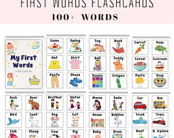 Tarjetas de vocabulario para niños: las primeras 100 palabras / Tarjetas de aprendizaje imprimibles / Tarjetas de vocabulario básico