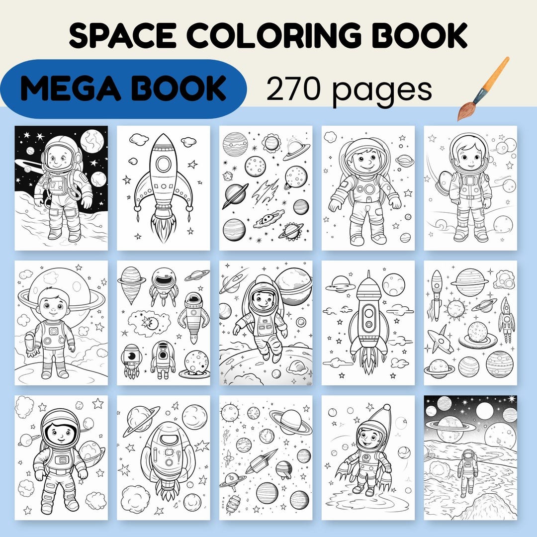 Space Coloring Book: 270 Pages of Planets, Rockets (printable PDF) - Etsy