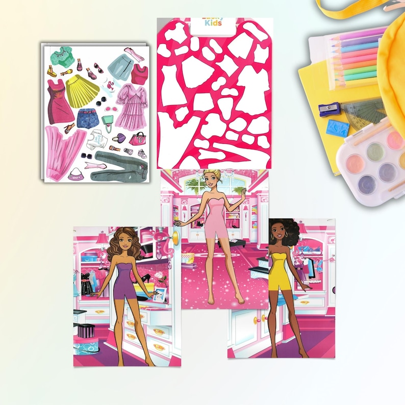 Barbie Activity Barbie Dress up Printable Activity Set | Cut and Paste Dress up Dolls ...