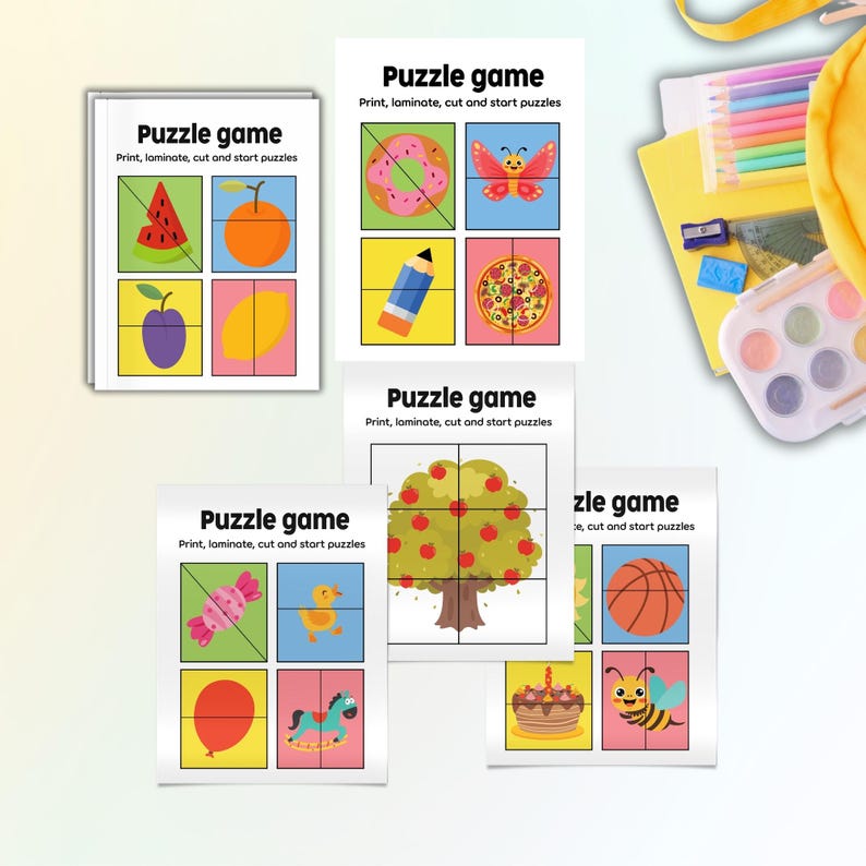 Printable Puzzle Game for Kids | 20 Pages Cut and Play Activity