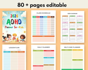 2026 ADHD Kinder Planer Bearbeitbar Druckbar Routine Chart Visueller Ablaufplan Behavior Tracker Organizer
